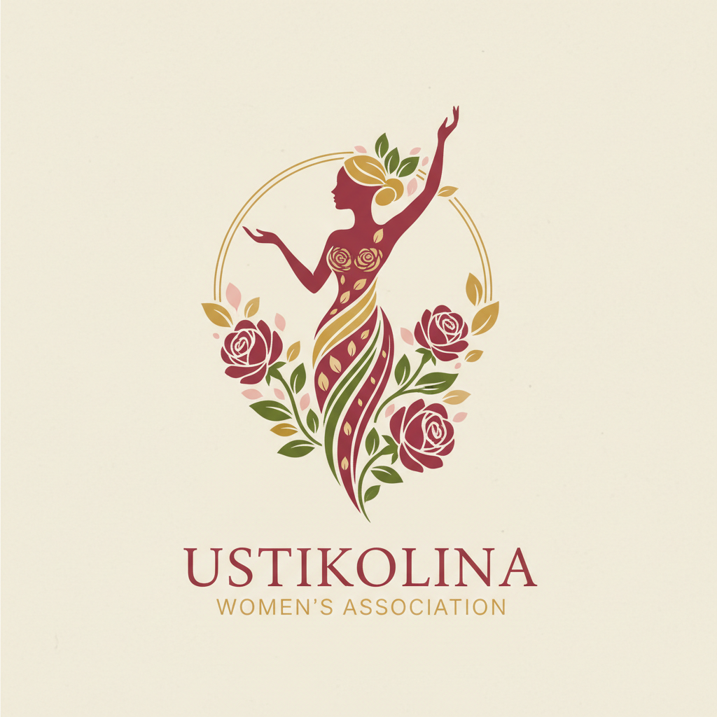 Emblem of Udruženje žena "Ustikolina": a woman surrounded by roses